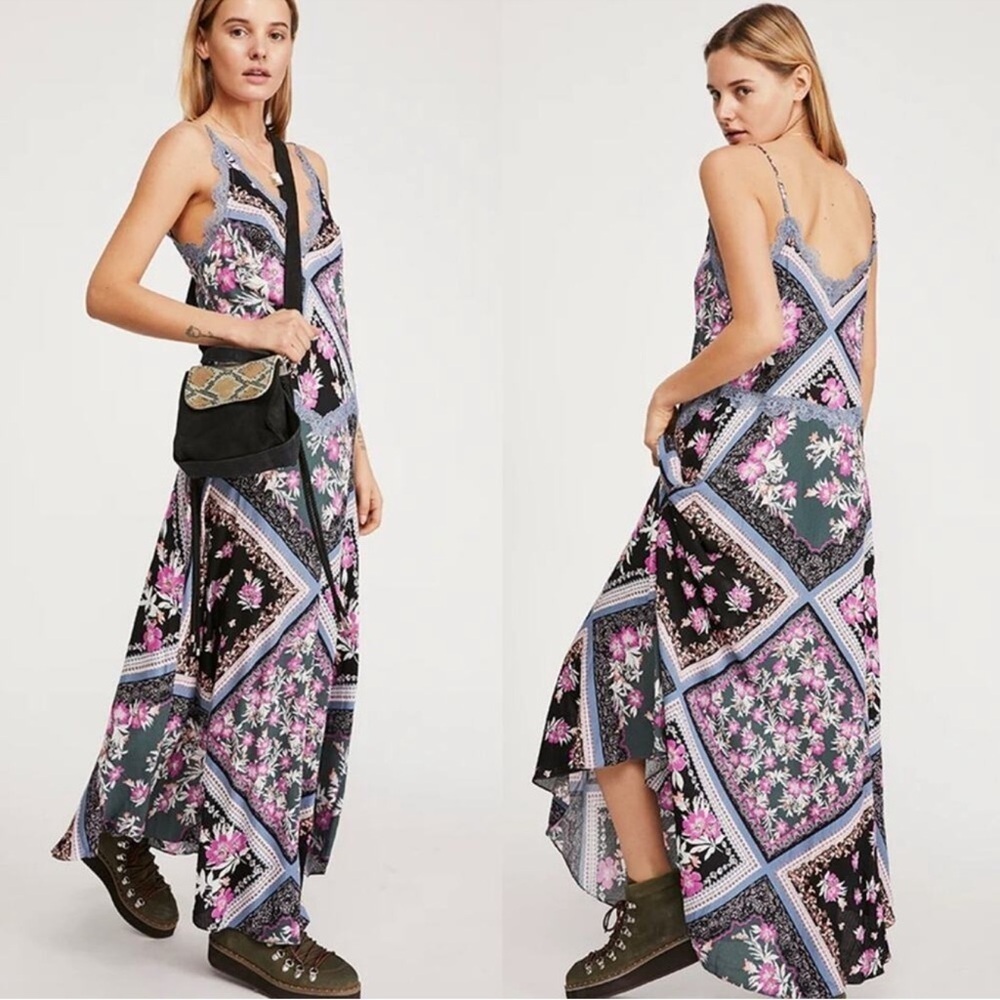 Free People Stevie Printed Floral Textured-weave Maxi Dress XS
